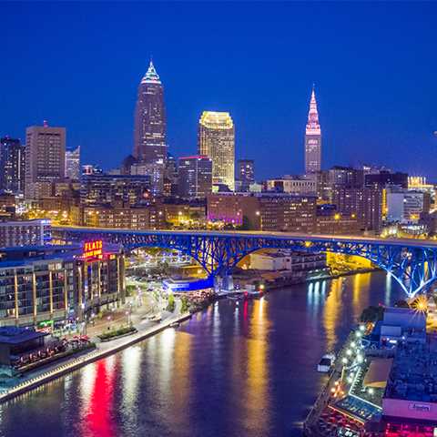 Cleveland skyline at night